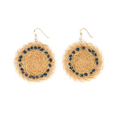 Gold Disc Earrings with Bicone Beads