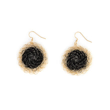 Load image into Gallery viewer, Black and Gold Disc Earrings