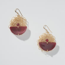 Load image into Gallery viewer, Red Half Moon Disc Earrings