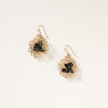 Load image into Gallery viewer, Birdsnest Earrings with Onyx Stones